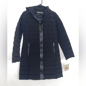 🆕 Michael Kors Black Quilted Puffer Winter Coat size Small Hooded Jacket